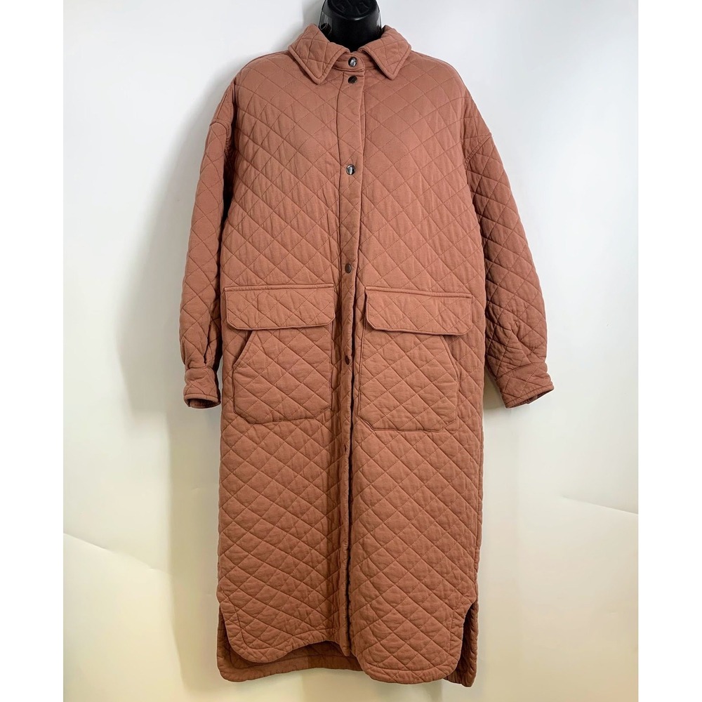 Bernie Bernardo Women's Quilted Long French Cotton Terry Coat Size XS